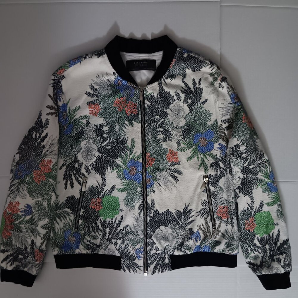 ZARA BASIC EMBROIDERY FLORAL PRINT BOMBER JACKET - Picture 9 of 15